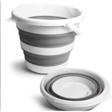 Imagem de Balde Dobrável Retrátil 10 Litros Flexível Multiuso Casa Lavanderia Apartamento