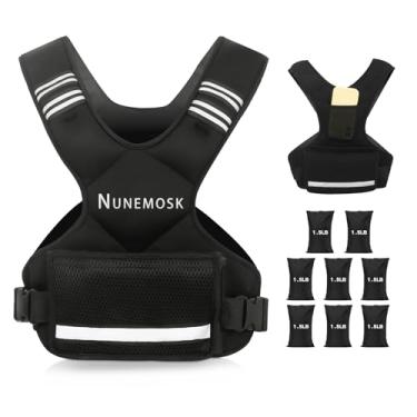 Imagem de Colete pesado, pesos ajustáveis para mulheres e homens, 1,8 a 4,5 kg/5,4 a 8,2 kg, colete de rucking com 6 pesos e bolso grande, faixa refletiva para corrida, exercícios e treinamento de força (preto