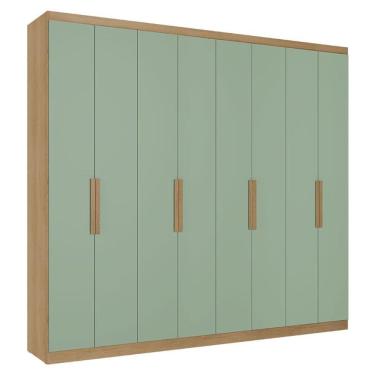 Imagem de Guarda Roupa Casal Milan 8 Portas Capuccino Menta Acetinado - THB