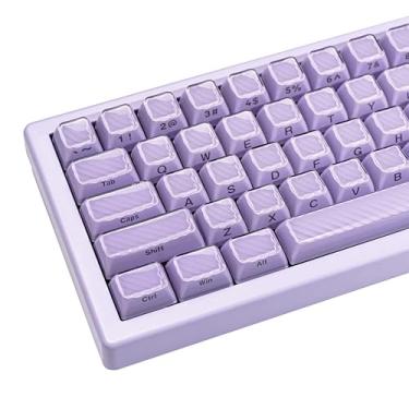 Imagem de Conjunto de teclas com impressão lateral de cristal roxo, textura ondulada Doubleshot Cherry Profile Keycap, 142 teclas de acrílico PC para teclado mecânico de jogos 61/68/84/87/98/104