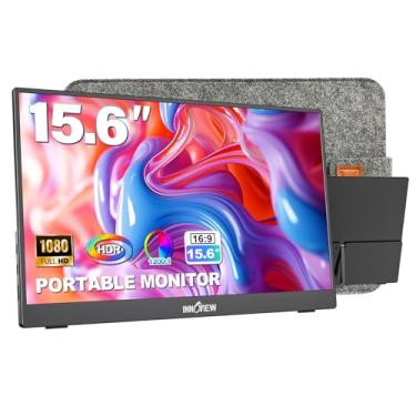 Imagem de InnoView Monitor portátil de 15,6 polegadas 1080p, monitores portáteis para laptop com capa protetora embutida suporte ajustável de 90° USB C HDMI ultrafino para MacBook Phone PS Xbox Switch