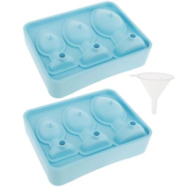 Imagem de 2 peças de molde de cubo de gelo de brincadeira, bandejas de gelo de silicone com tampa selada, molde criativo para máquina de gelo, bandeja de gelo divertida para freezer, formas divertidas