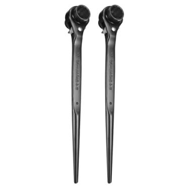 Imagem de HARFINGTON 2 peças de chave catraca para andaimes CR-V 19 mm x 22 mm CR-V 12 pontos soquete de extremidade dupla catraca para andaime spud ferramenta para reparo de automóveis manutenção mecânica