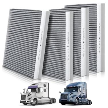Imagem de AUTOKAY Conjunto de 4 filtros de ar de cabine P606555 com carbono ativado adequado para Volvo VNL 430 630 670 760 860 64T VN 670 630 430 VNM VHD 200 VT 800 D12 D13 D16 VED11 12 13 16 Cummins ISX RE