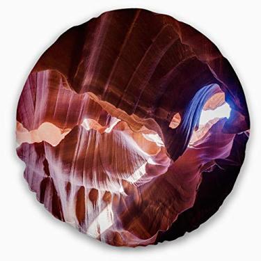 Imagem de Designart Blue Light in Antílope Canyon' Paisagem Fotografia Manta Redonda Sala de Estar, Sofá, Enchimento de Almofada + Capa de Almofada Estampada em ambos os lados 40,64 cm