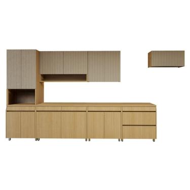 Imagem de Cozinha Completa Modulada 7 Peças 14 Portas 6 Gavetas 100% Mdf Marrom