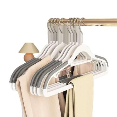 Imagem de Kit 40 cabides Borrachados adulto reforçado cor preto linha cabide resistente premium(Cinza,1Grupo(10 peças por grupo))