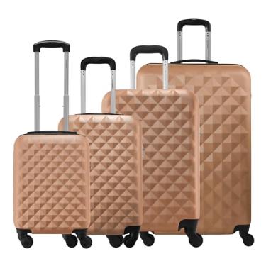 Imagem de Kit 4 Malas Rígidas de ABS 360° 8kg 10kg 23kg e 32kg com Cadeado Gladiador Diamond D1C4 (Rose Gold)