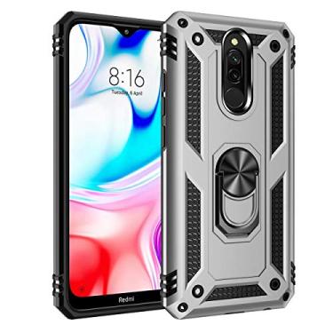 Imagem de SORAKA Capa para Xiaomi Redmi 8A com suporte de anel capa armadura Xiaomi Redmi 8A capa protetora TPU macio capa traseira de policarbonato rígido com placa de metal para suporte magnético de telefone