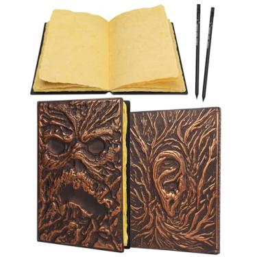 Imagem de Necronomicon Horror Journal – Faux Leather DND Spellbook Notebook with 120 Pages of Aged Deckle Paper, 3D Undead Cover & 2 Pencils | Gothic Gift for DMs, Witches, Artists & Halloween Rituals