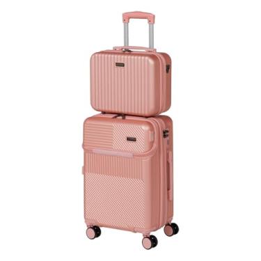 Imagem de Mala Viagem Bordo Mão Frasqueira Kit 10kg Abs Expansiva Anac (Rosa)