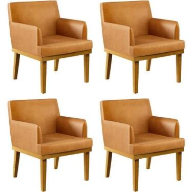 Imagem de Kit 04 Poltronas Base Mel Beatriz W01 material sintético Whisky - LYAM