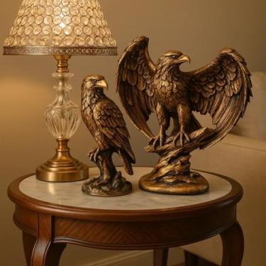 Imagem de Kit Águias Decorativa Enfeite Estatueta Rack Estante Mesa Sala Nicho Luxo Escritorio Decoração Escultura Animal Aguias