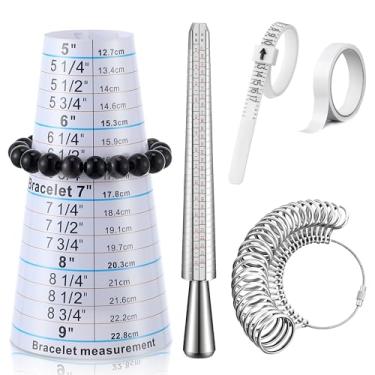 Imagem de Ceoighe Kit de ferramentas de medição de tamanho de anel, medidor de mandril, ferramenta de medição de aço premium, tamanho de anel dos EUA 0-13, mandril de pulseira ajustável com fita de tamanho 12,7
