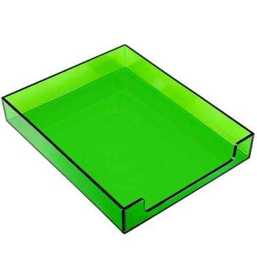 Imagem de Bandeja de papel, organizador de arquivos de acrílico para mesa, organizador de cartas, organizador de documentos, armazenamento para revistas A4, 35 x 27 x 6 cm, verde esmeralda