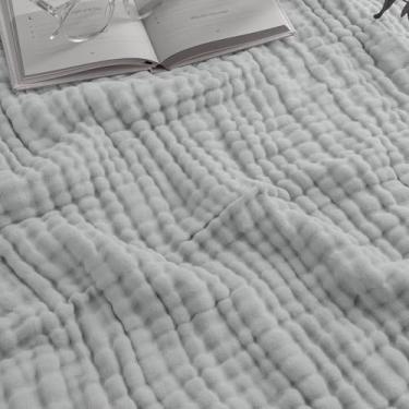 Imagem de Comfy Cubs Cobertor de musselina solteiro, 229 x 168 cm - cobertor de algodão macio, leve e respirável - roupa de cama de tecido de musselina de 6 camadas para todas as estações - lavável na máquina