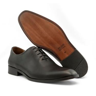 Imagem de Sapato Social Masculino Wholecut Vero Cuoio – Couro Legítimo Premium, Confortável, Peça Única com Solado em Couro – Turunelli Calçados (Preto, BR, Adulto, Numérico, 41)