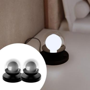 Imagem de Kit 2 Abajur de Mesa Moderno dama de Alumínio Bivolt com Globo vidro 1
