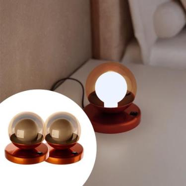Imagem de Kit 2 Abajur de Mesa Moderno dama de Alumínio Bivolt com Globo vidro 1