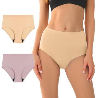 Imagem de BATTEWA Roupa íntima feminina para incontinência, à prova de vazamento, lavável, calcinha vazada, sem costura, ultramacia, 50 ml, Bege - blush, M