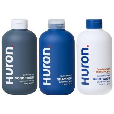 Imagem de Kit de banho Huron Shampoo, condicionador e sabonete líquido para home