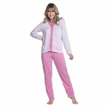 Imagem de Pijama Estampado Amamentação Longo Bella Fiore Pós Parto Botão Aberto 