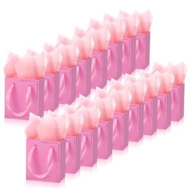 Imagem de Bolsas de Regalo Tenare 12 Piezas Rosadas 10x7x11 cm con Papel de Seda