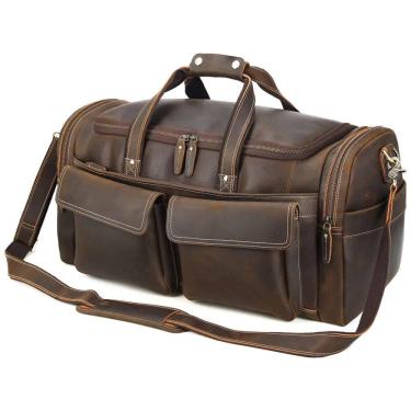 Imagem de Bolsa de Viagem Masculina Clássica de Couro, POLARE , Marrom