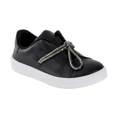 Imagem de Tênis Feminino Moleca Cadarço Brilhante Preto Fume 5791107, Preto, Fum