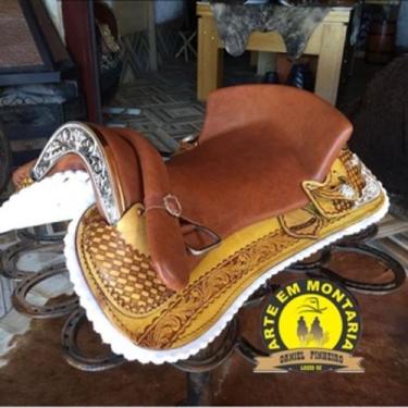 Imagem de Sela Freio de Ouro Chapeada Especial - Arte em Montaria