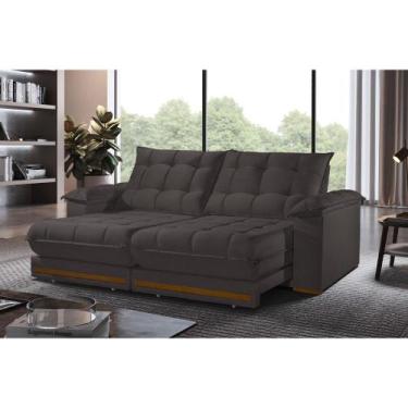 Imagem de Sofá Retrátil Barcelona 2,90M 5 Lugares Molas Ensacadas TXR, Marrom