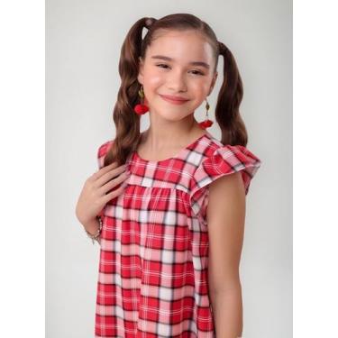 Imagem de Vestido Infantil Xadrez Quadriculado Premium Soltinho Moda - Se tu Ben