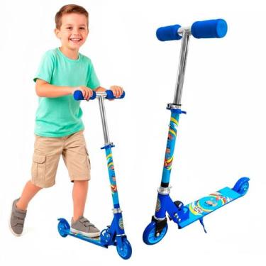 Imagem de Patinete Infantil Divertido 2 Rodas Dobrável Mini Menino Até 30 kg Azu