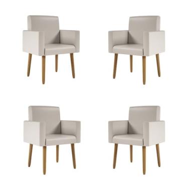Imagem de Kit 04 Poltronas Nina Decorativa Para Recepção Courino Cor:courino Bege
