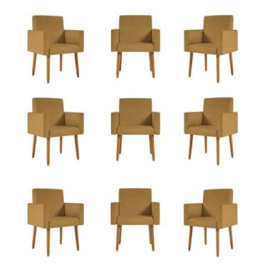 Imagem de Kit 09 Cadeiras Poltronas Decorativa - Escritório - Recepção Cor:capuccino