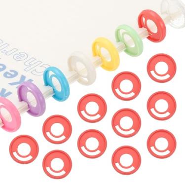 Imagem de Discos de encadernação redondos de plástico de 28 mm de 2,8 cm, 22 peças de discos de expansão de disco, caneta inserível, anéis redondos para fichário para agenda de caderno DIY, vermelho