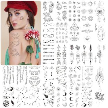 Imagem de Adesivos de 420 estilos para mulheres adultas, adesivos pequenos que parecem reais e duram muito, henna realista para arte corporal (100 folhas)