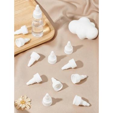 Imagem de 20 peças de tampa de garrafa torcida de plástico, tampas de substituição de garrafas brancas pequenas vazias acessório de cola para garrafas dispensadoras de cola, artesanato e reparo, 39 ~ 40 x 23 ~