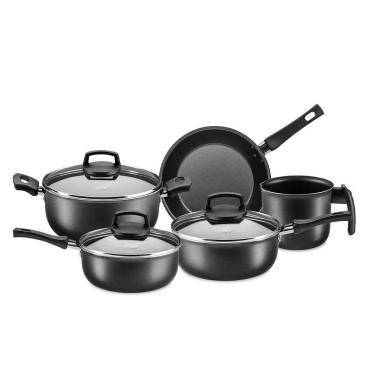 Imagem de Jogo De Panelas Safira 5 Peças Ant. Tampa De Vidro Grafite