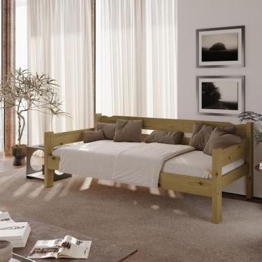 Imagem de Sofá Cama 03 Lugares Madeira Maciça Reforçada Nemargi Nogueira