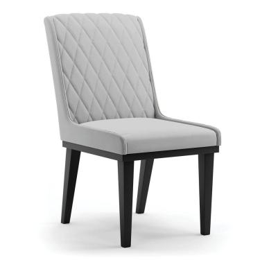 Imagem de Cadeira Sala De Jantar Base Madeira Preto Sofia Suede Cinza D03 - D'rossi