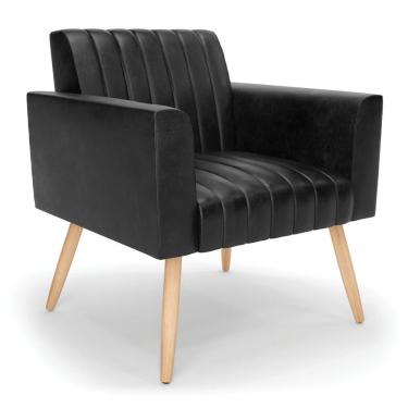 Imagem de Poltrona Viena Gomada Corano Pés Palito Natural - D'rossi Cor Preto