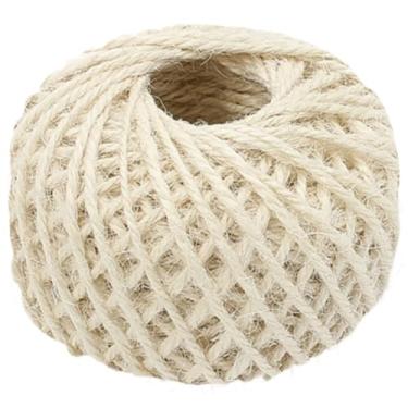 Imagem de 1 rolo de barbante de juta bege 54,68 metros corda de juta redonda cordão de embalagem para embrulho de presente, artesanato, decorações de festa de Natal, artigos de jardinagem doméstica