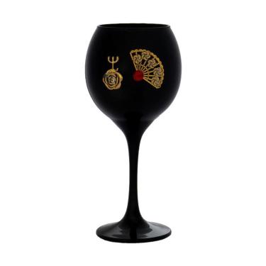 Imagem de Taça Preta Pomba Gira Leque Rosa Trid Pr 400Ml 20Cm Celebra