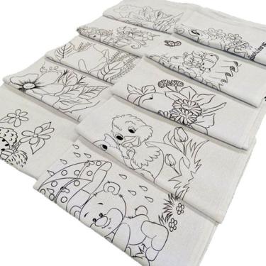 Imagem de Pano De Prato Lomaer Sacaria 45x71cm Contorno Para Pintura( 12 Unidades)branco