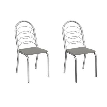 Imagem de Kit 2 Cadeiras De Cozinha Holanda 2c009cr Aço 2 Un Cromado-boucle Cinza - Kappesberg