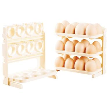 Imagem de Suporte Organizador Porta de Ovos 3 Andares até 30 Ovos, ABS, para Gel