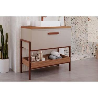 Imagem de Balcão P- Banheiro Portinari 1 Porta C- Cuba 80cm Cappuccino-freijo - Mgm