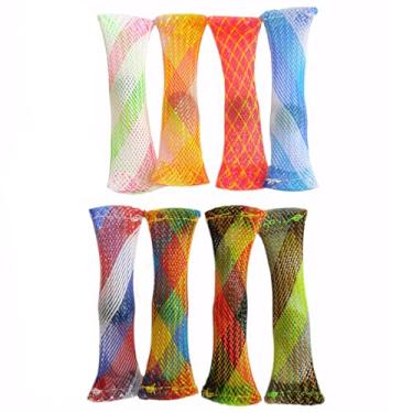 Imagem de Pacote com 8 tubos fidget de malha de mármore, brinquedos sensoriais para alívio de estresse nos dedos