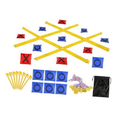 Imagem de KiBcsLic Jogo da Velha para Jardim, Quintal, Gramado, 120x120cm (47,24x47,24 polegadas), Jogo de Arremesso de Sacos de Areia, Brinquedo para Encontros e, Jogo Da Velha Amarelo